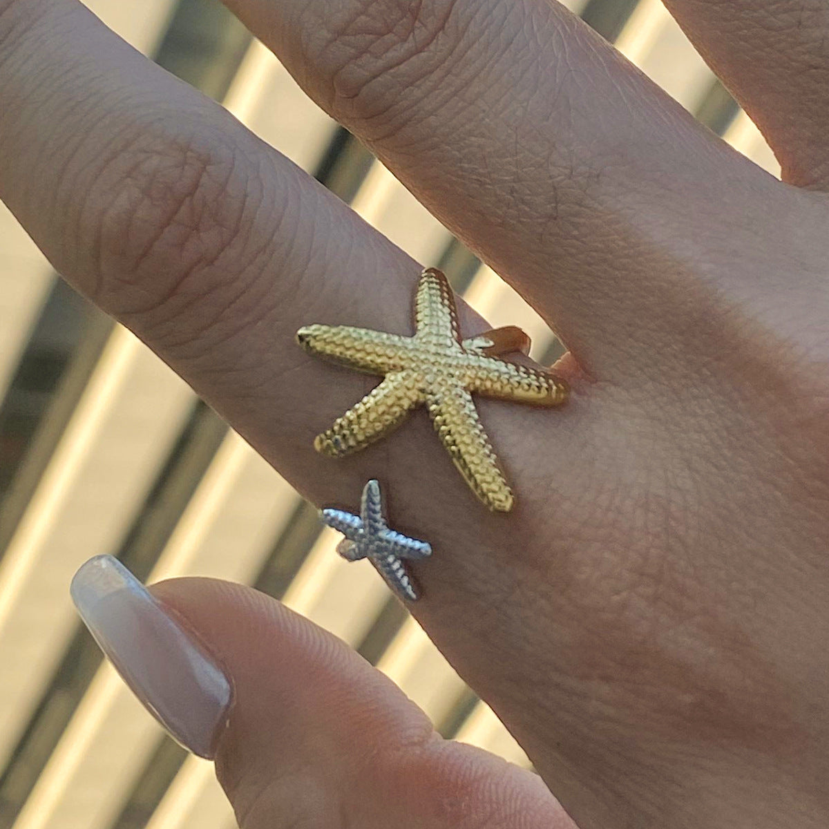 Wholesale 18K gold stainless steel starfish asymmetric ring