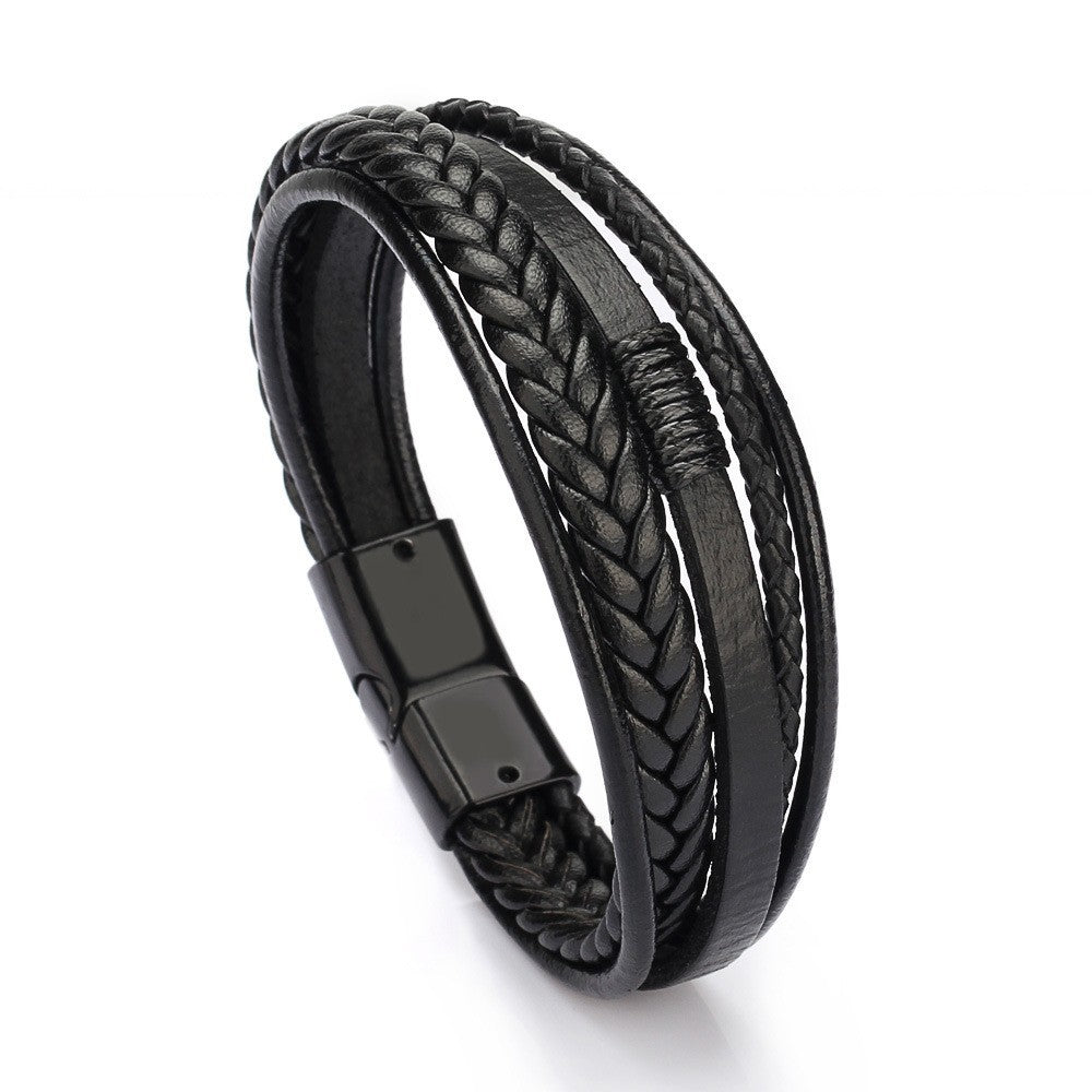 Wholesale Leather Cord Hand Woven Bracelet Men's Bracelet Ethnic Style ACC-BT-ZiGe031