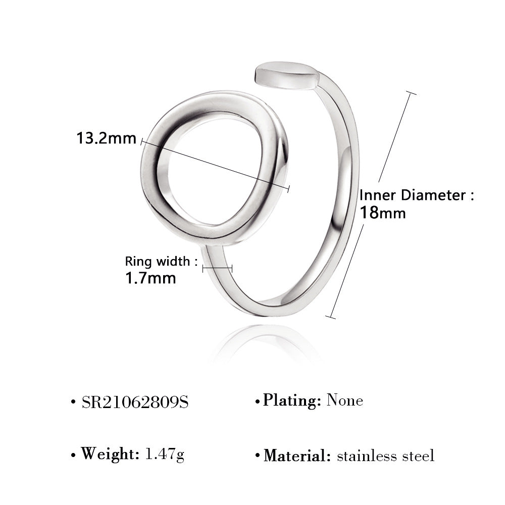 Wholesale  Titanium Steel Geometric Hollow Overlapping Ring