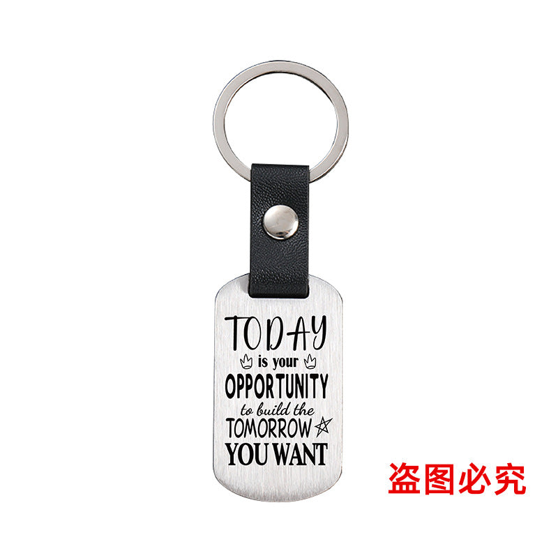 Wholesale Motivational Positive Metal Leather Keychains ACC-KC-GangGu032