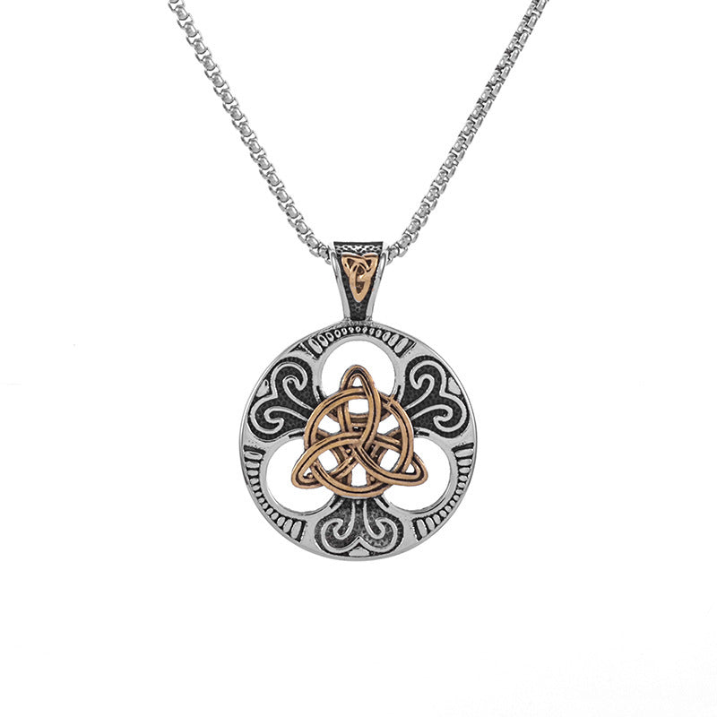 Wholesale Dark Style Celtic Knot Necklace Stainless Steel Geometric Pendant Fashion Jewelry Accessory