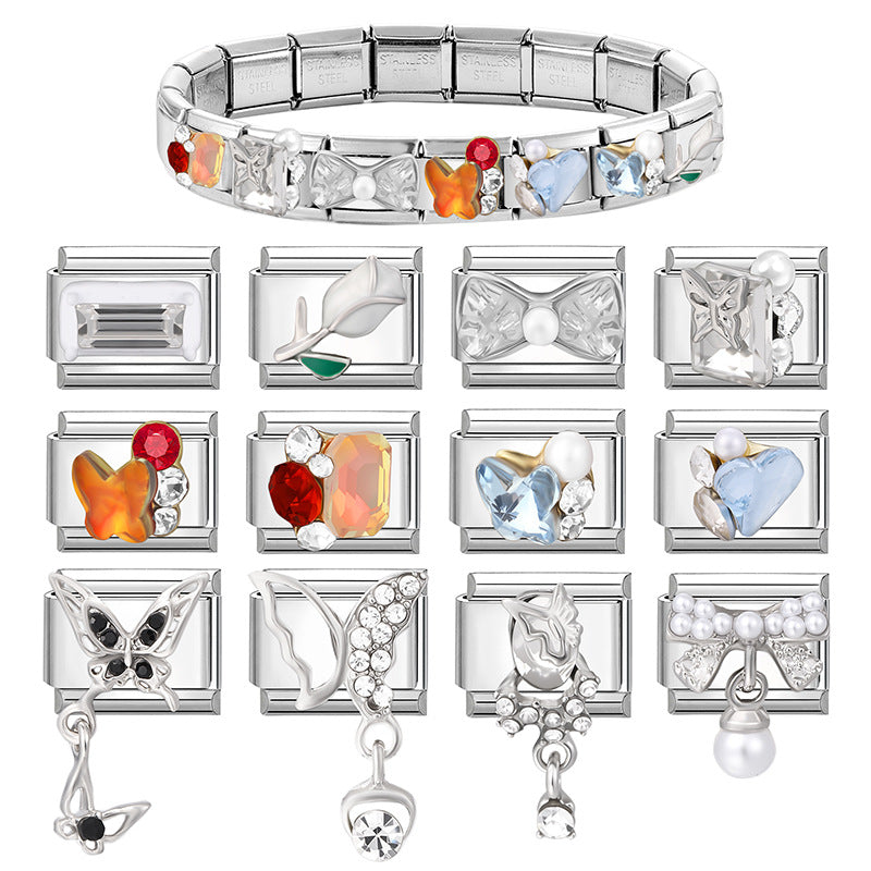 Wholesale Italian Charm Bracelet 9mm DIY Splicing Cute Creative Stainless Steel Composable Bracelet