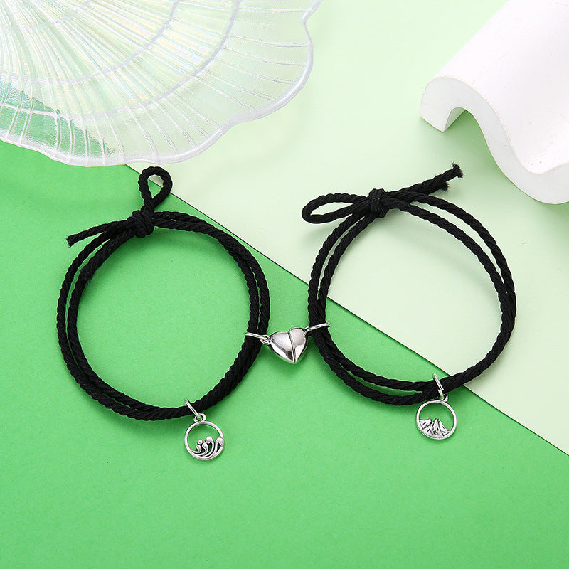 Wholesale  simple rubber band rope love oath key lock couple bracelet