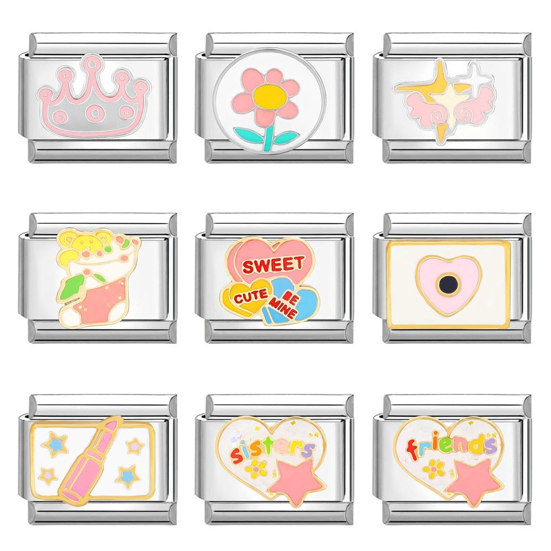 Wholesale Italian Charm Bracelet 9mm DIY Splicing Cartoon Cute Titanium Steel Composable Bracelet