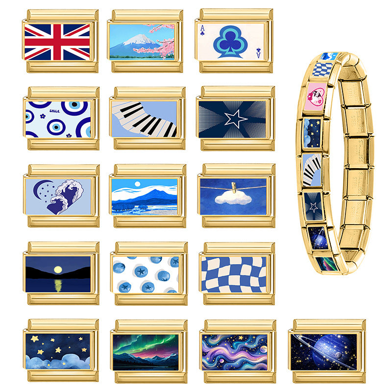 Wholesale Italian Style Blue DIY Modular Bracelet Fashion Accessory for Party Gift