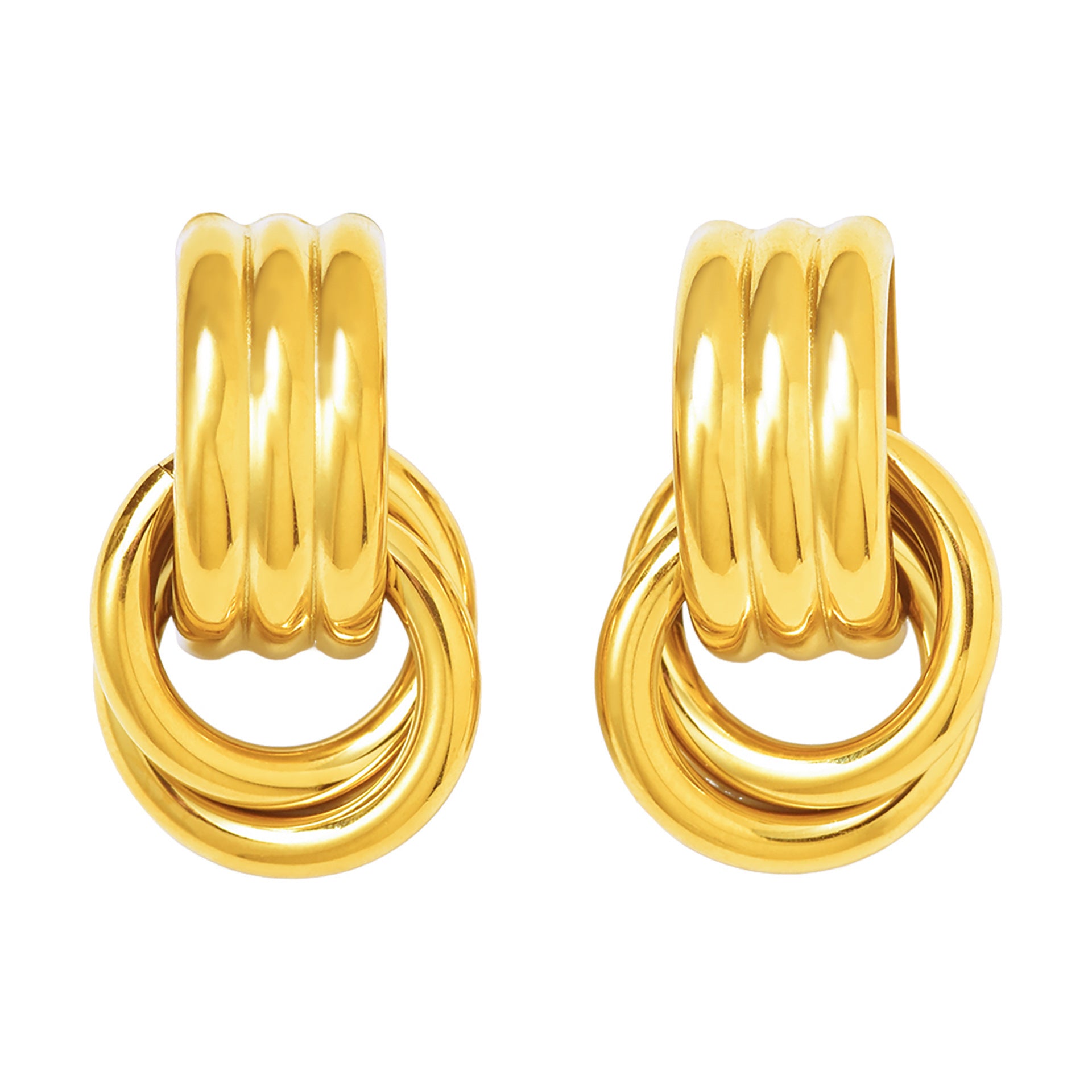 Wholesale Stainless Steel Double Ring C- Shaped Pattern High Glow Earrings