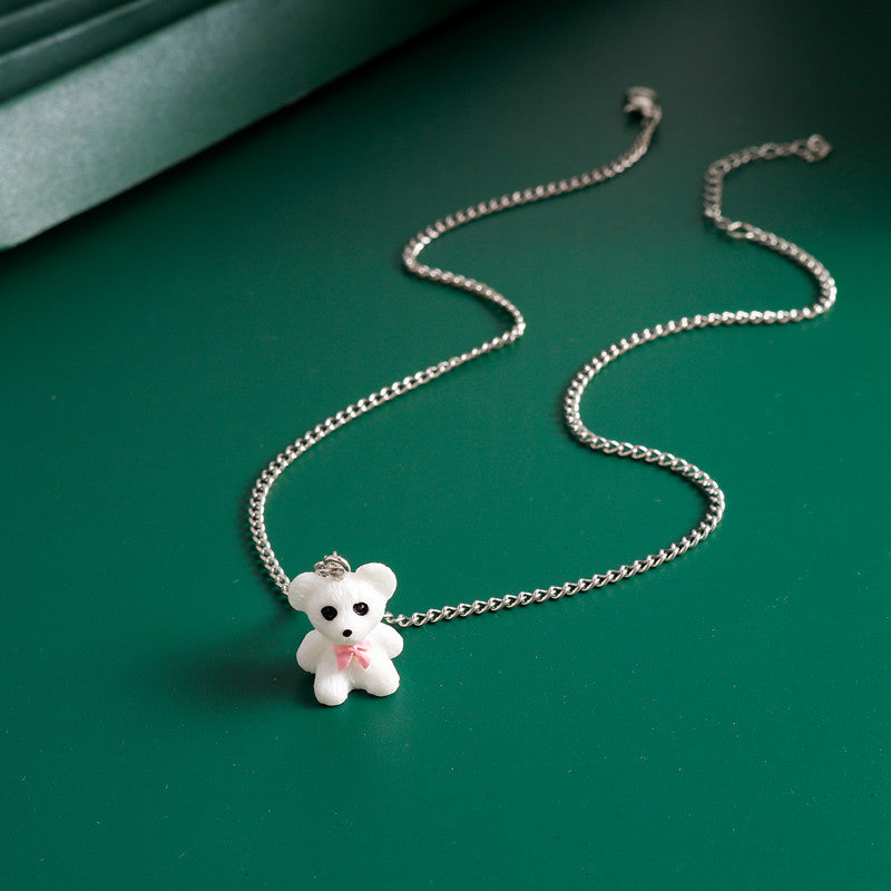 Wholesale Acrylic Solid Color Bear Pendant Necklace ACC-NE-YueSen012