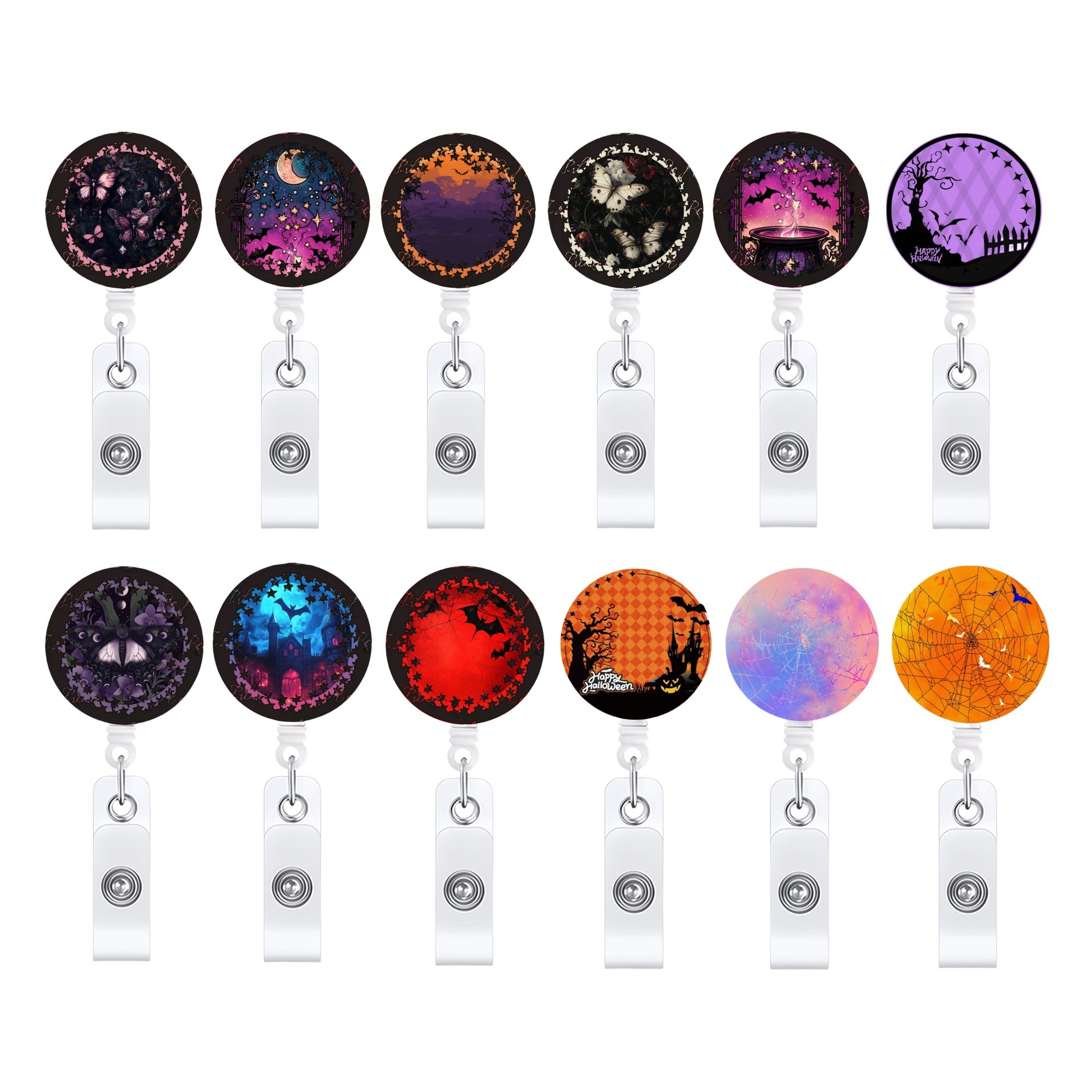 Wholesale Halloween Acrylic Retractable Clip Badge Keychain