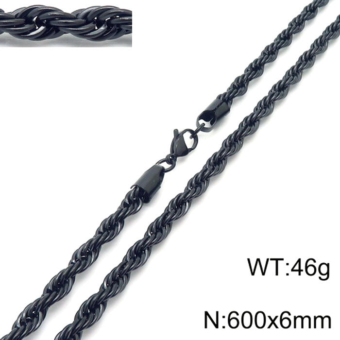 Wholesale Black Twist Chain with Chain Button Rope Chain Titanium Steel Necklace ACC-NE-KaLun002