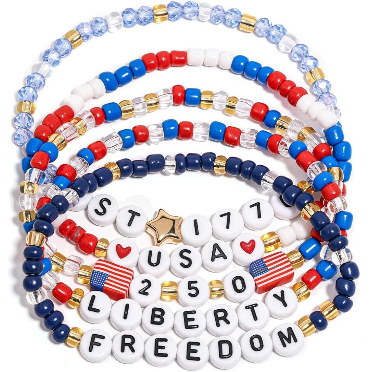 Wholesale Independence Day Women' s Bracelet 8 Clay Bead bracelet Layered Bracelet Set