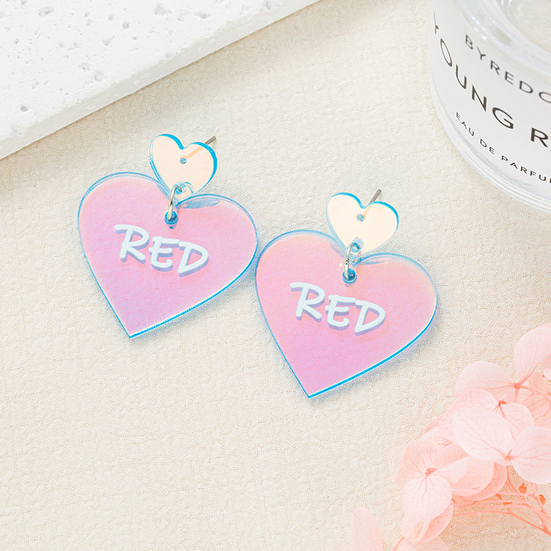 Wholesale Creative Acrylic Earrings Laser Heart Earrings ACC-ES-Jiay012
