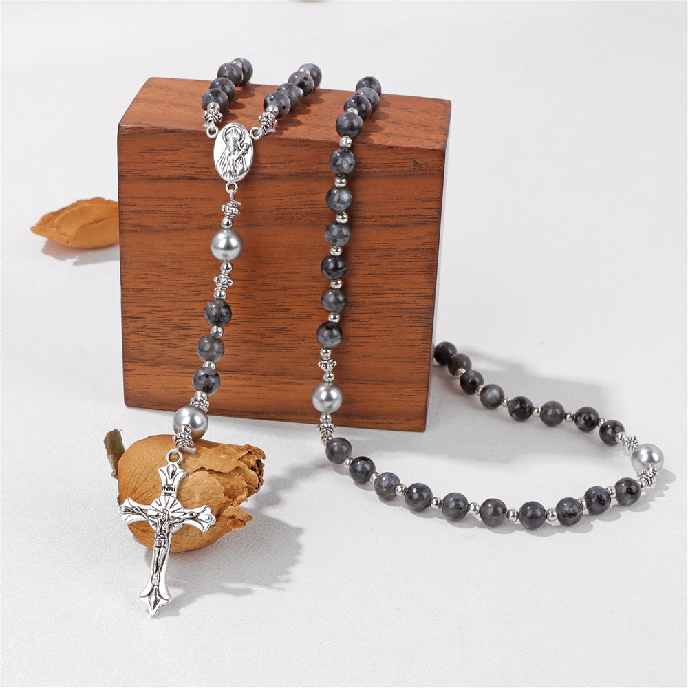 Wholesale Cross Shape Natural Stone Bead Bracelet Unisex Handmade Jewelry for Travel Gift Resale
