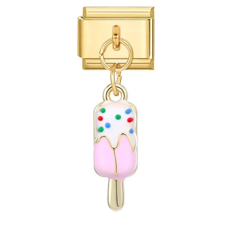 Wholesale Italian Charm Bracelet 9mm DIY Splicing Colored Gold Pendant Stainless Steel Composable Bracelet