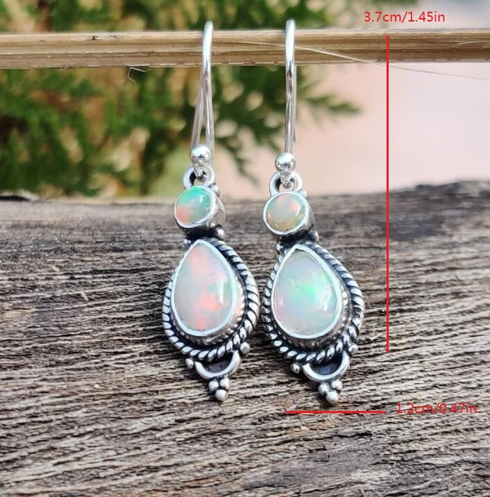 Wholesale Electroplated Alloy Drop Earrings,  Silver Edge Inlaid Colored Turquoise,  Bohemian Chic Gift Jewelry