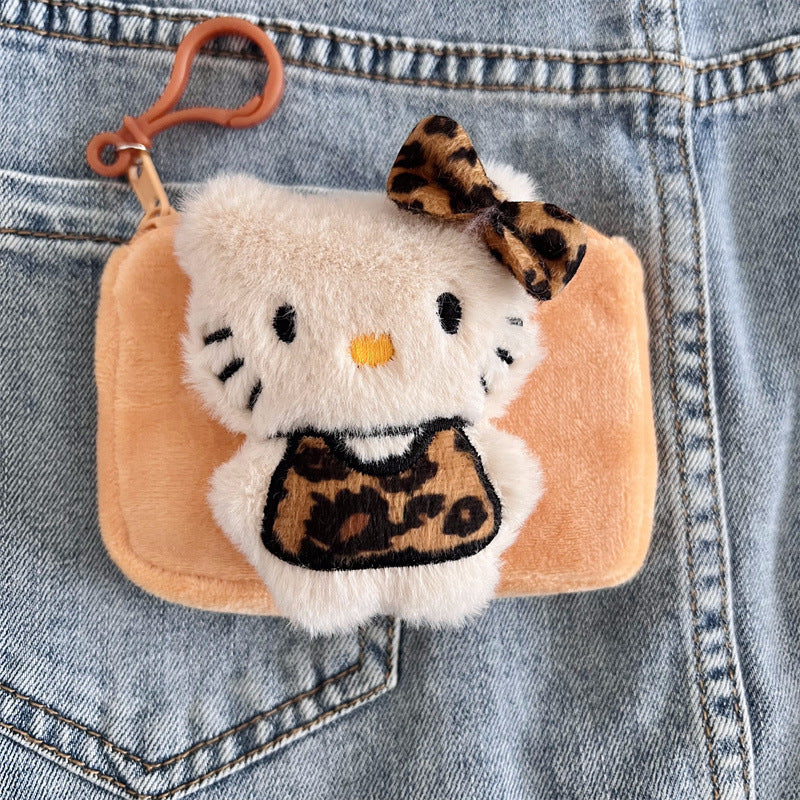 Wholesale Cute Cartoon Leopard Print Plush Coin Purse Keychains ACCVIP