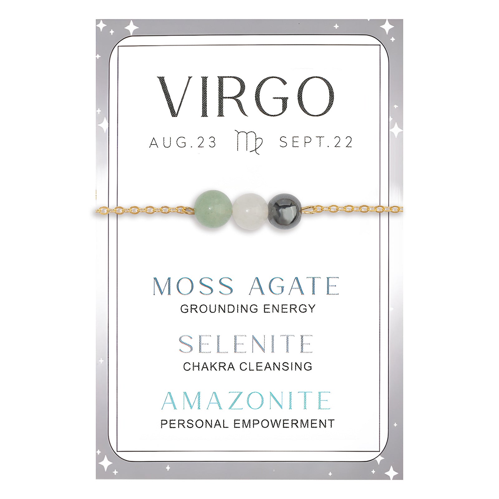 Wholesale Lucky Constellation Bracelet Gold Box Chain Green Aventurine Amethyst Aquamarine Bracelet