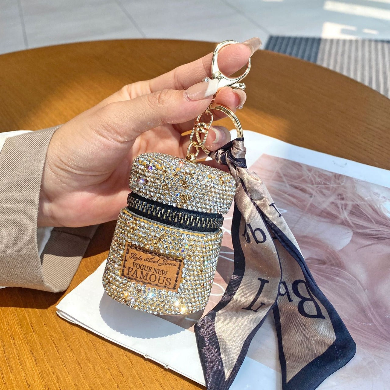 Wholesale Mini Rhinestone Earphone Bag, Zero Wallet, Light Luxury Style Keychain ACC-KC-JY001