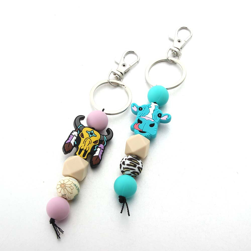Wholesale Western Style Cowboy Indian Silicone Beaded Keychain ACC-KC-JinAn007