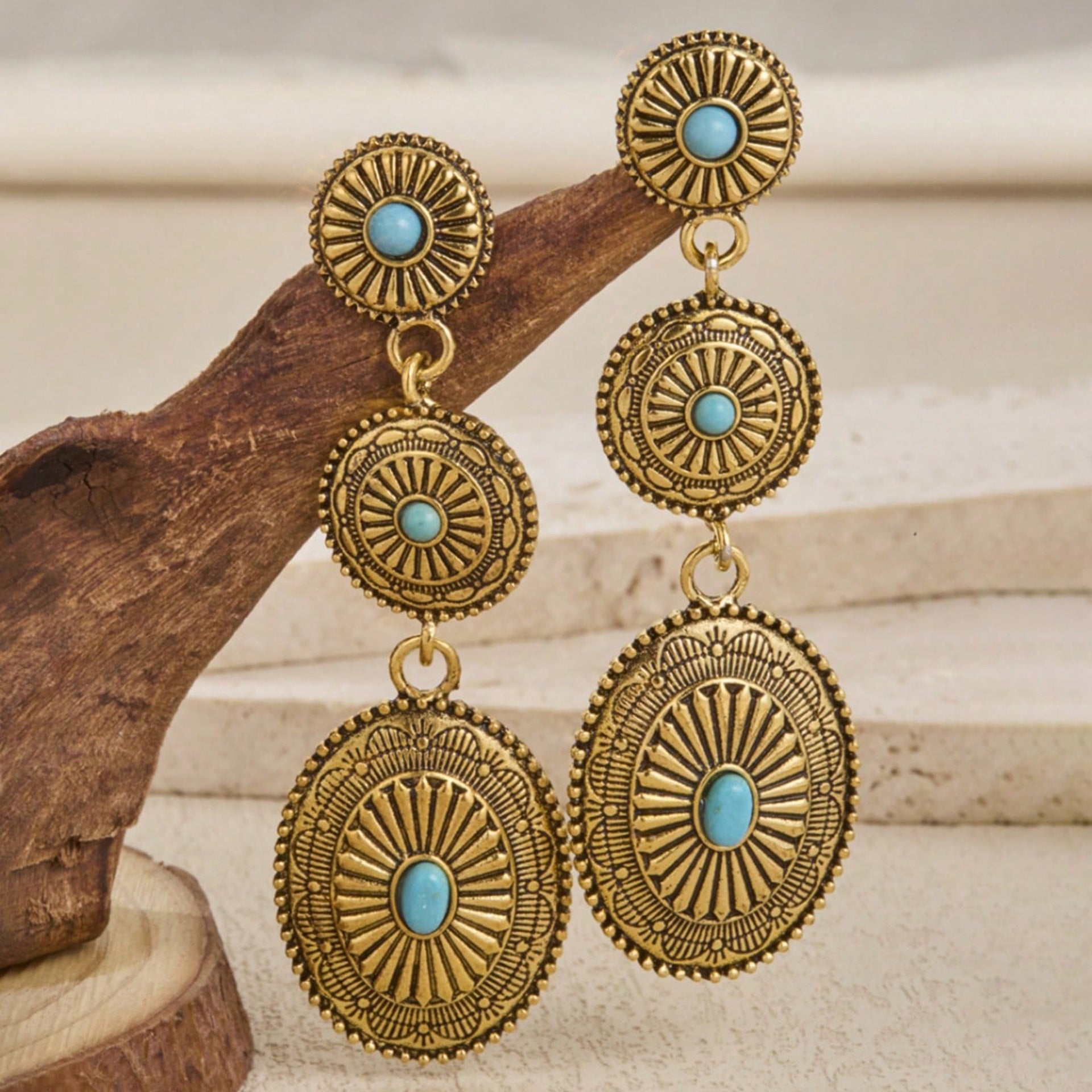 Wholesale Vintage Long Drop Earrings Retro Western Ethnic Style Jewelry Accessory Everyday Wear