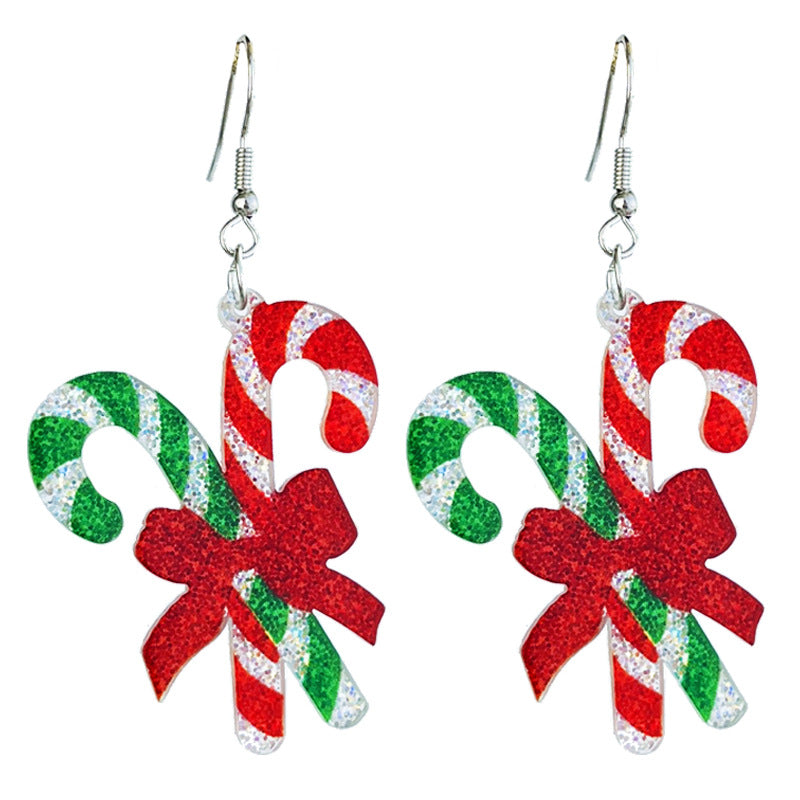 Wholesale 2 pairs/ pack Christmas Glitter Girls Party Christmas Tree Gingerbread Man Lights Snowflake Earrings