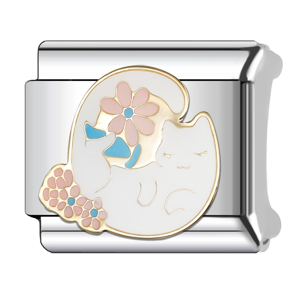 Wholesale Italian Charm Bracelet 9mm DIY Splicing Cute Cartoon Animal Stainless Steel Composable Bracelet