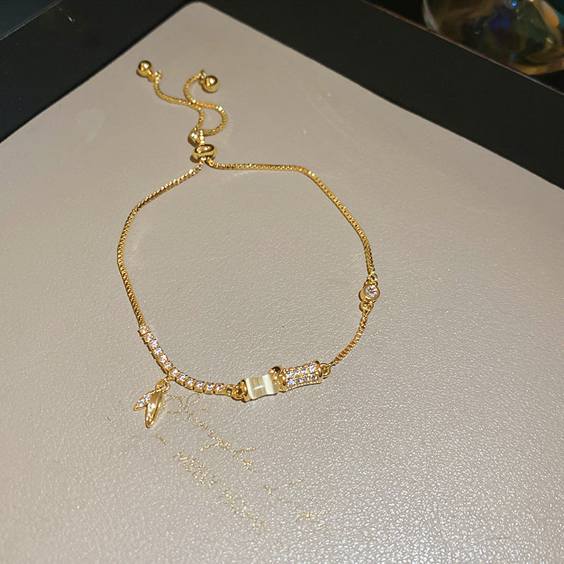 Wholesale Copper Zircon Slub Adjustable Bracelet