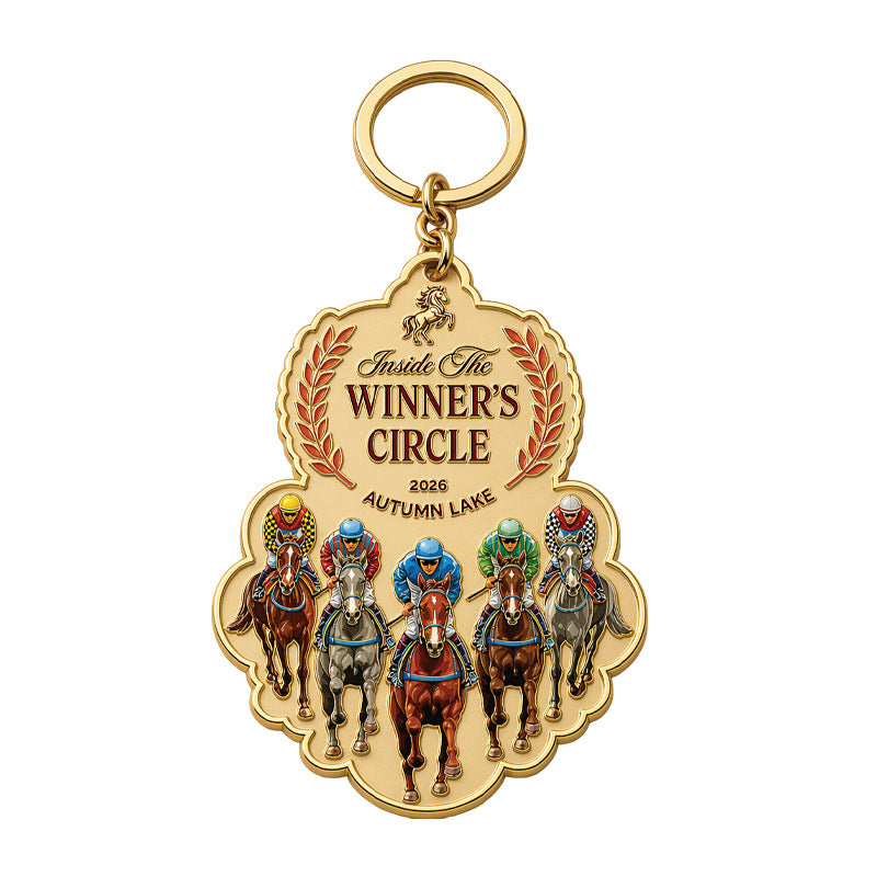 Wholesale Alloy Horse Racing Keychain Winner Jockey Medal Sports Car Key Accessory