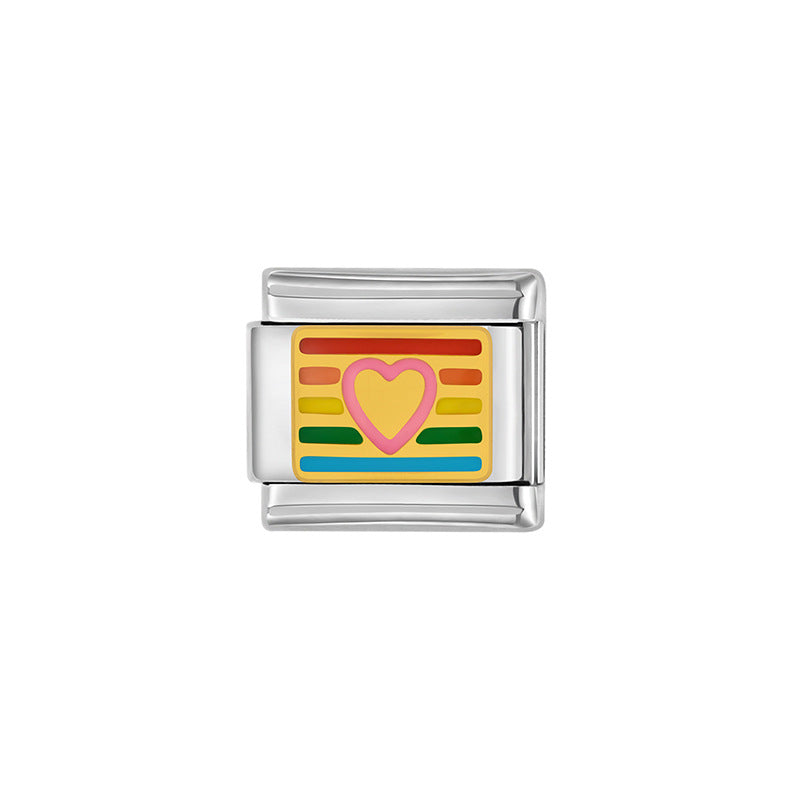 Wholesale Italian Charm Bracelet 9mm DIY Splicing Removable Creative Pattern Stainless Steel Composable Bracelet