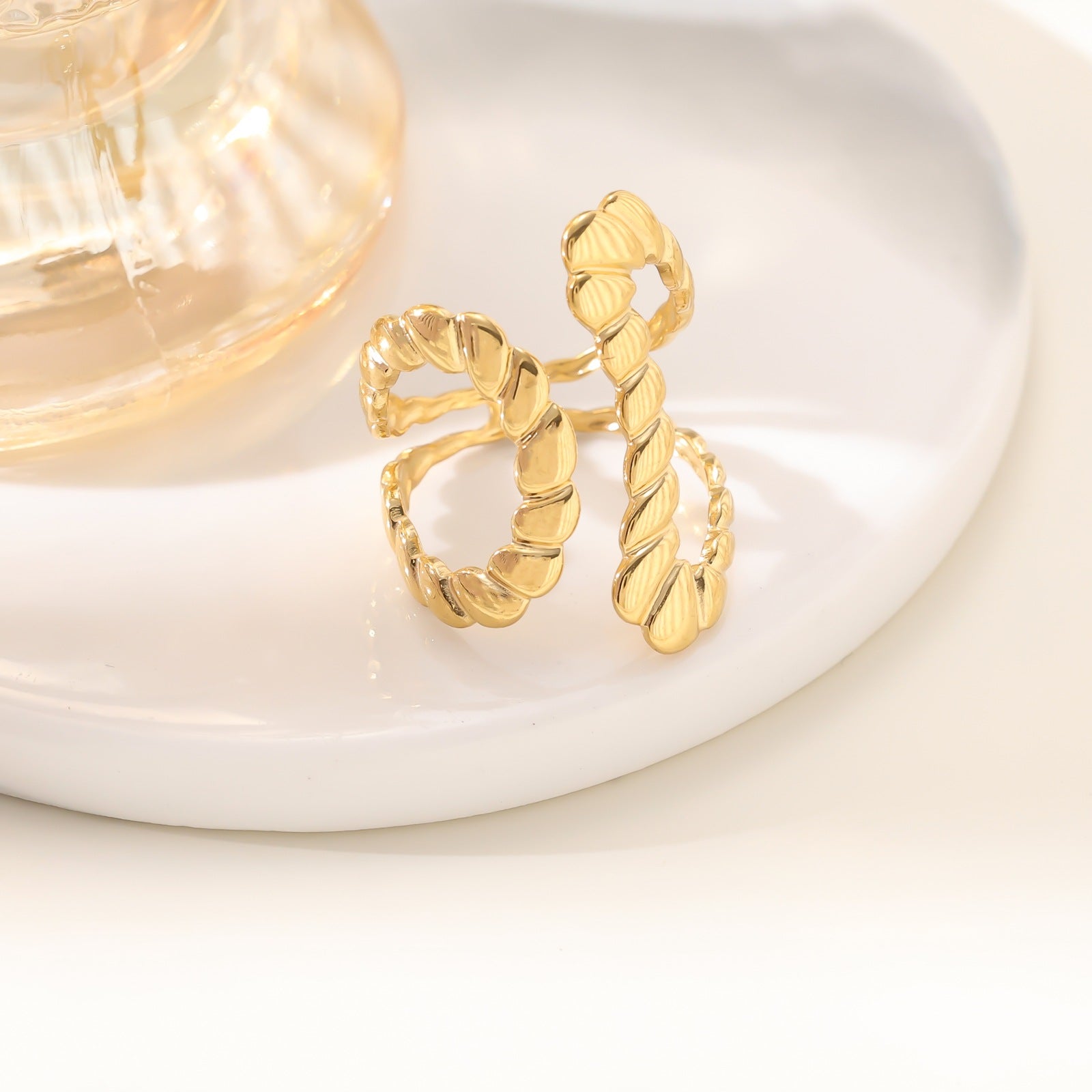 Wholesale Stainless steel openwork adjustable ring