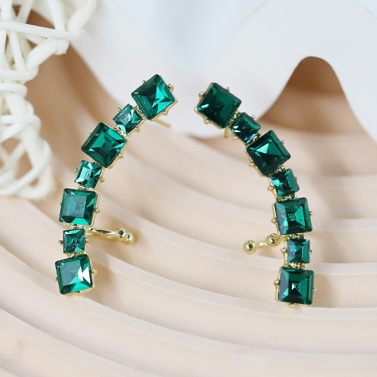 Wholesale green diamond flower lovely earrings