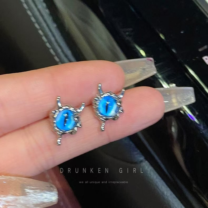 Wholesale Alloy Blue Devil Eyes Cat Earrings Fashion Jewelry Accessory for Women Party Wear Gift