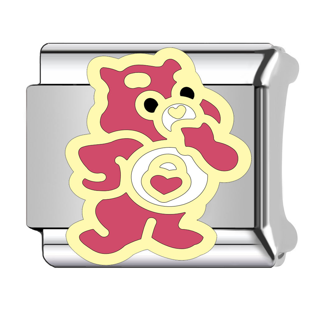 Wholesale Italian Charm Bracelet 9mm DIY Cartoon bear   Creative Stainless Steel Composable Bracelet