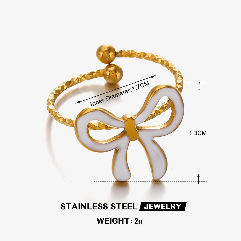 Wholesale Stainless Steel Electroplated Bow Ring - European American Style Jewelry Accessory