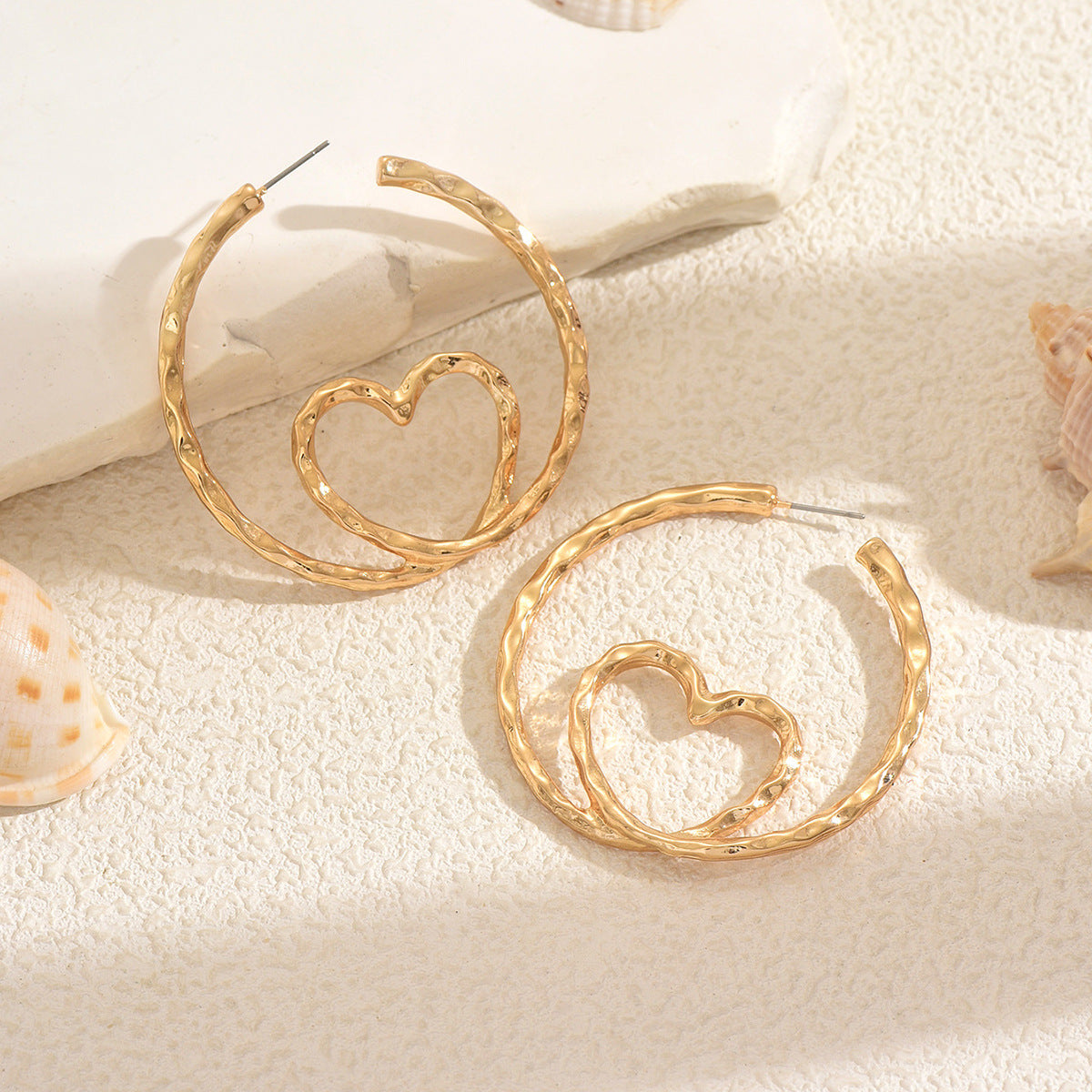 Wholesale Metal Heart Earrings with Music Note Design - Trendy Jewelry Accessory for Women