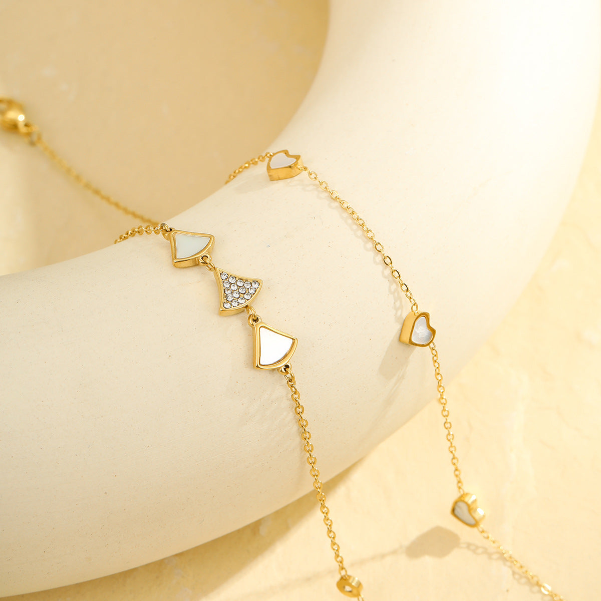 Wholesale Stainless Steel  Baibei ginkgo leaf love exquisite simple anklet