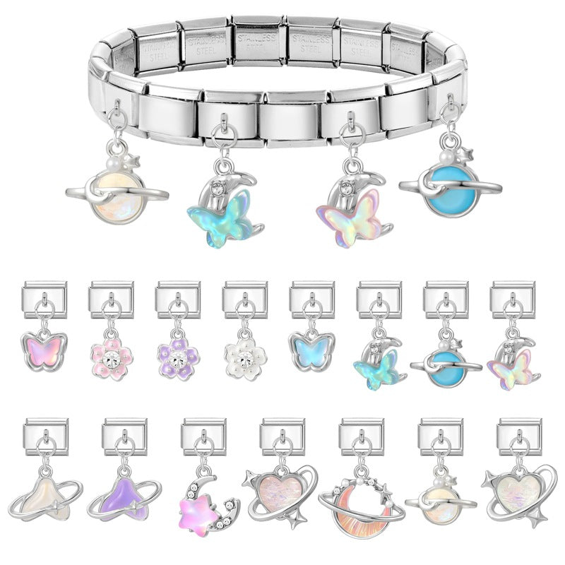 Wholesale  Italian Charm Bracelet 9mm DIY Splicing Sweet Creative Stainless Steel Composable Bracelet