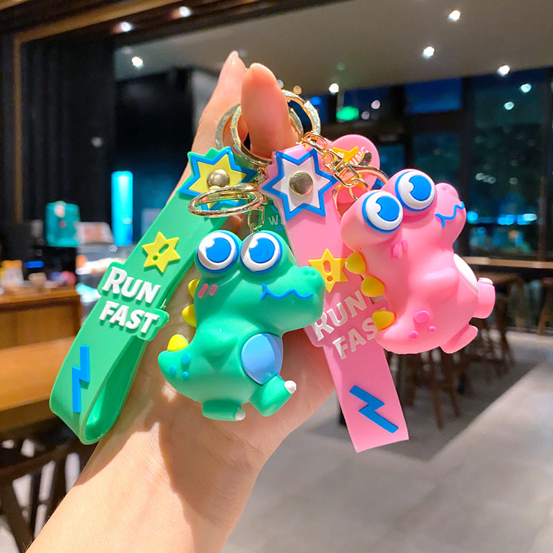 Wholesale Cartoon Doll Big Eye Dinosaur PVC Soft Glue Keychain Creative Keychain ACC-KC-XinShu003