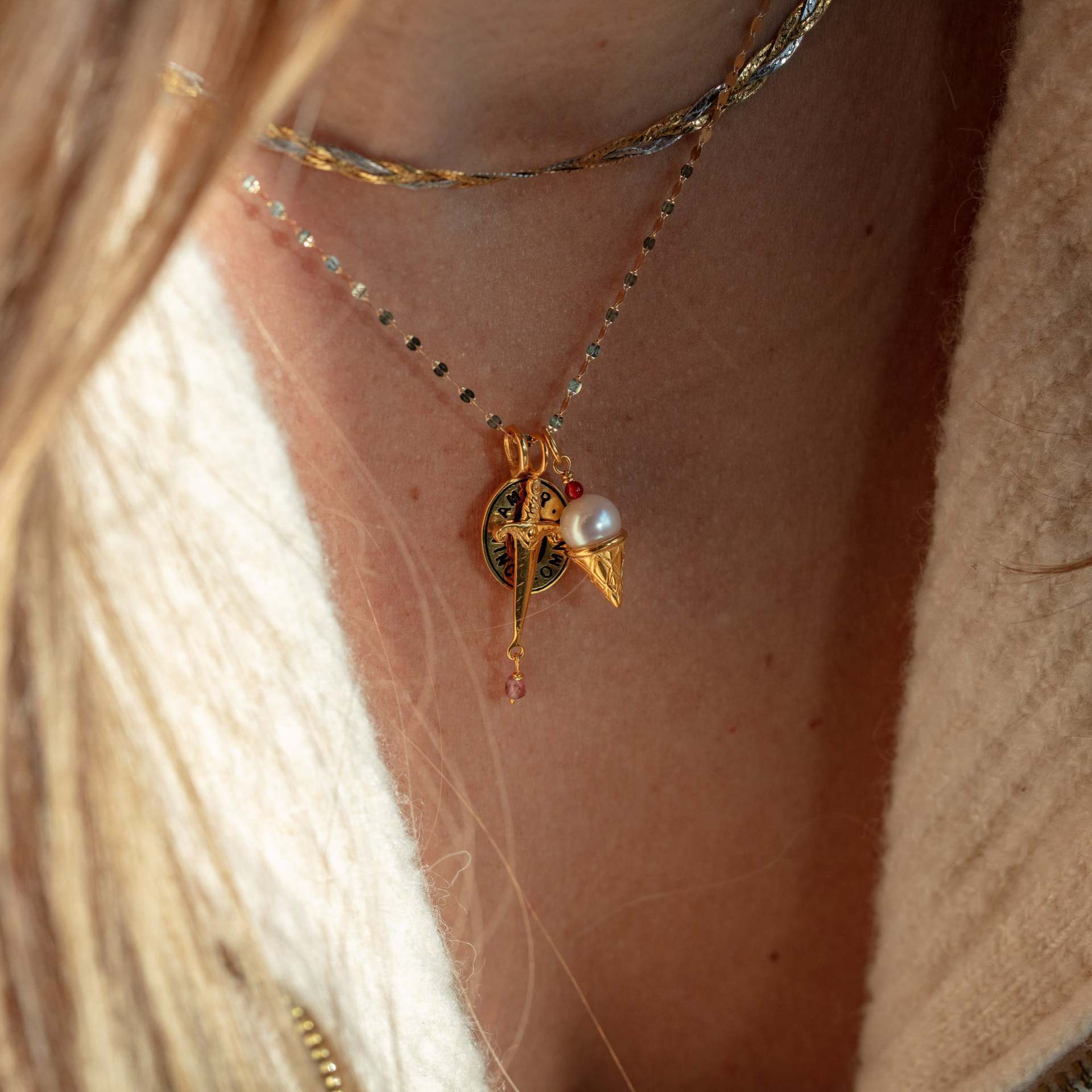 Wholesale Titanium Steel color 12 birthstone pendant diy accessories necklace