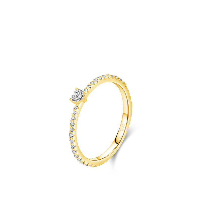Wholesale s925 Sterling Silver Light Luxury Diamond Heart-shaped Love  Ring