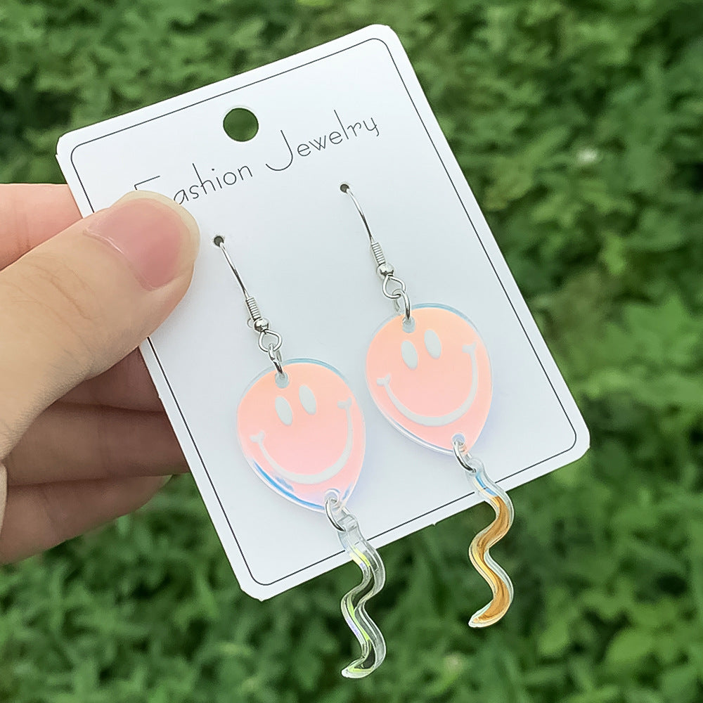 Wholesale Happy Balloon Earrings Dazzling Smiley Balloon Acrylic Earrings ACC-ES-ManT017