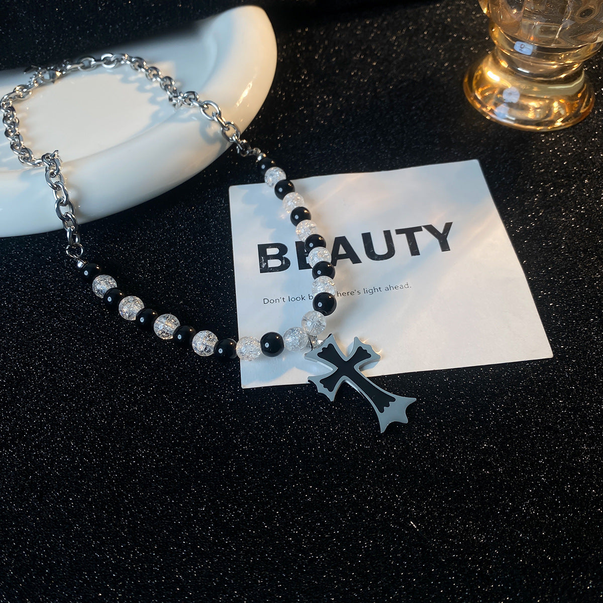 Wholesale Double Layer Splicing Necklace Titanium Steel Sweater Chain Long Necklace ACC-NE-NS003