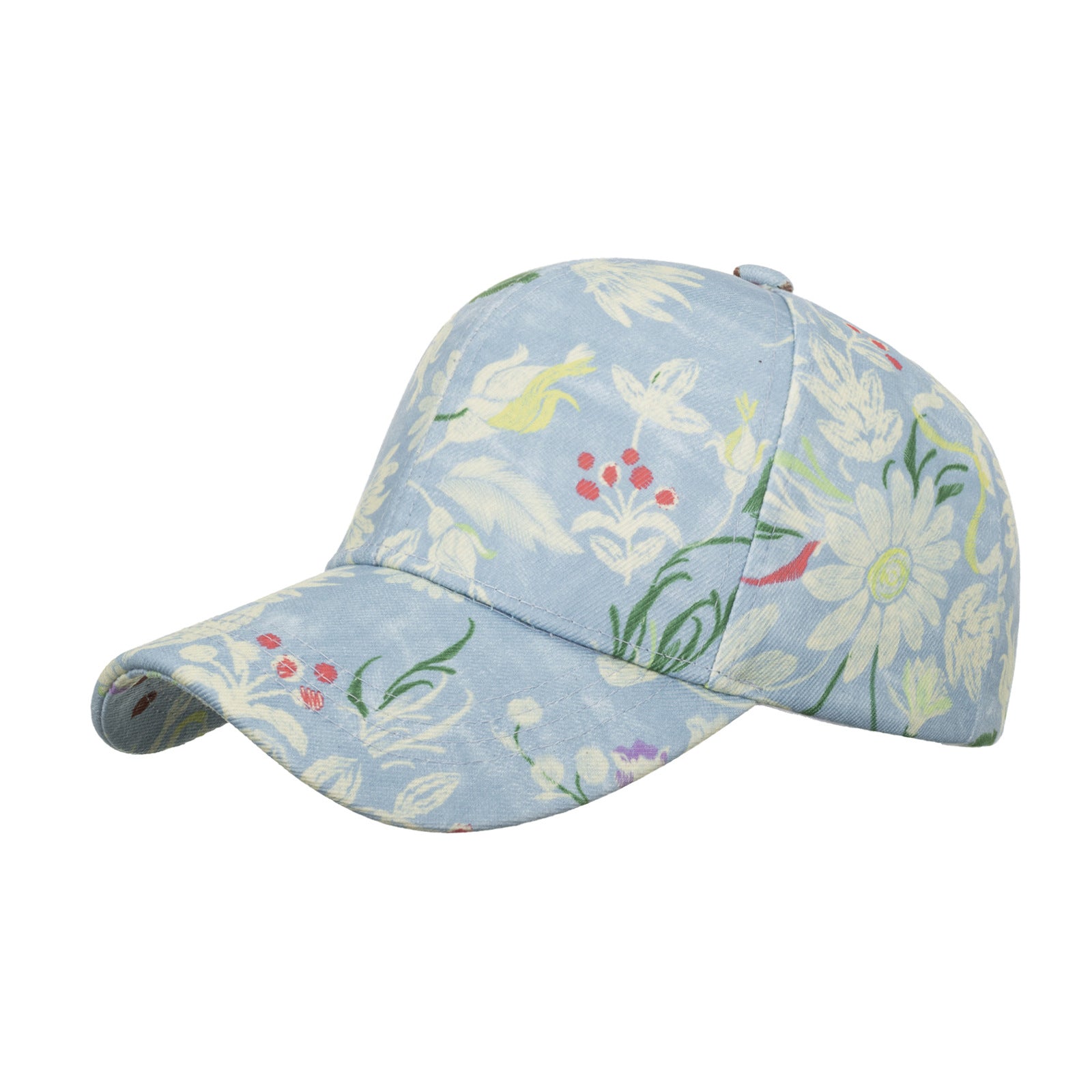 Wholesale Dark Blue Floral Print Baseball Cap Curved Brim Breathable Casual Hat For Outdoor Spring And Autumn