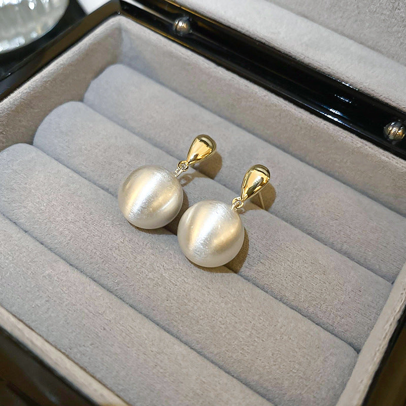 Wholesale Real Gold Plated Silver Needle Metal Ball Earrings