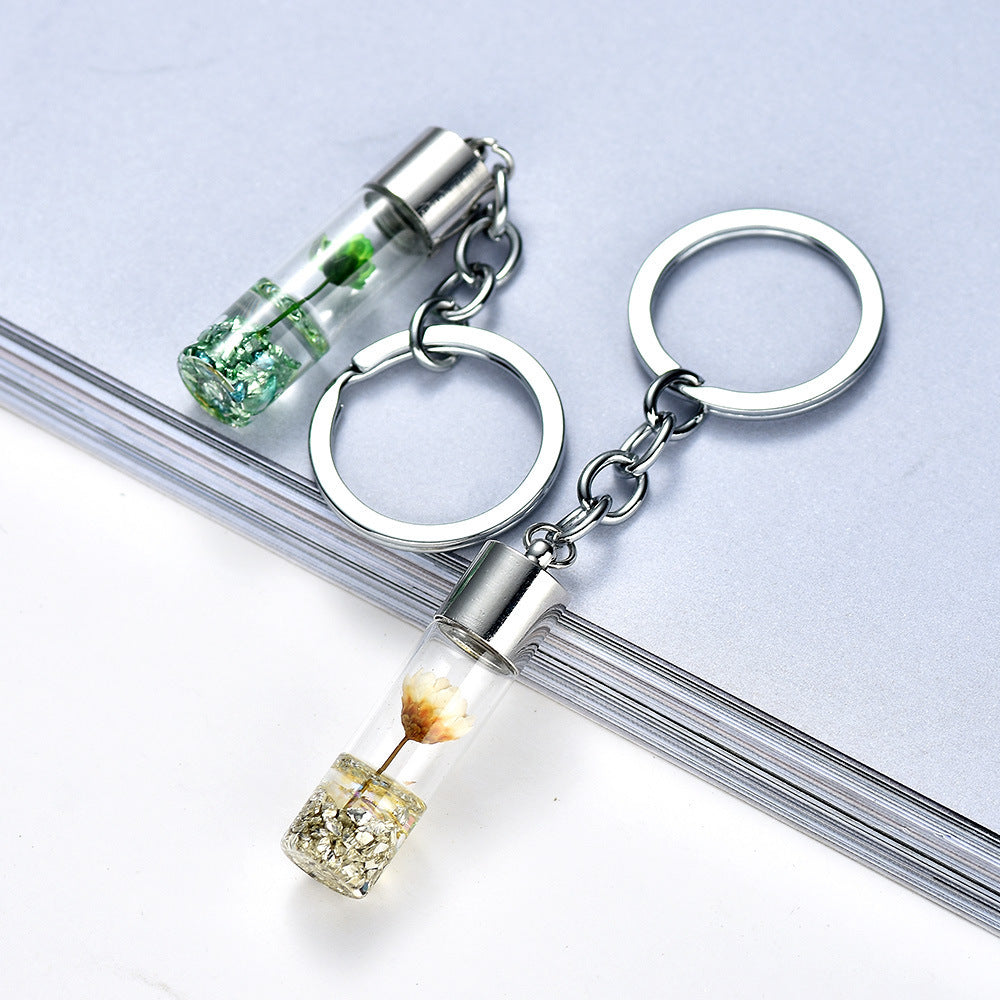 Wholesale Plant Dried Flower Glass Bottle Pendant Immortal Flower Keychains ACC-KC-KaWu001