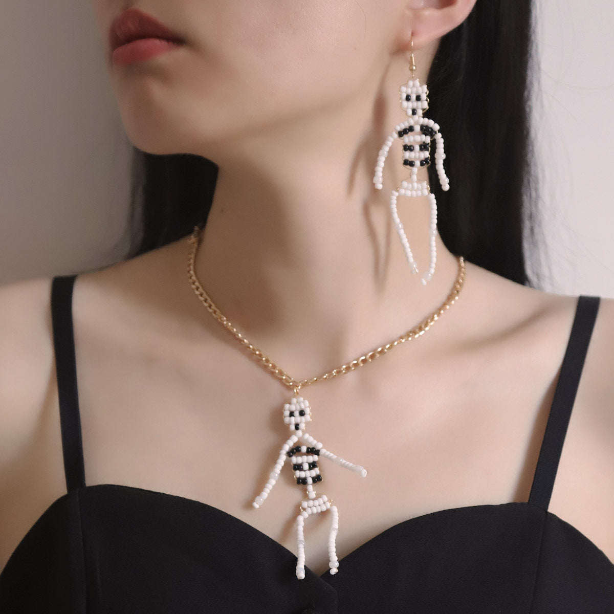 Wholesale  Beads Weaving Skeleton Ghost Earrings Necklace Set