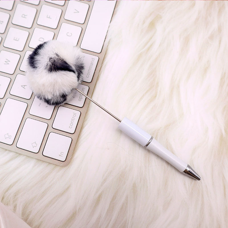 Wholesale Pom Pom Beadable Pen Leopard Print Hair Ball DIY Beaded Ballpoint Pen ACC-PN-CY003