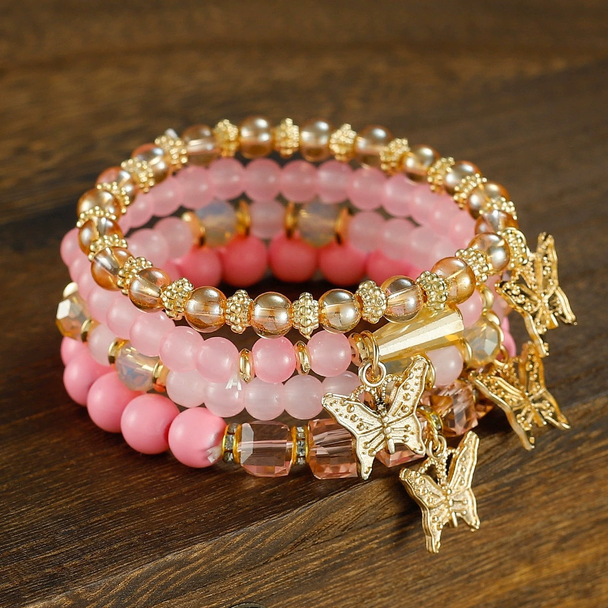 Wholesale Electroplated Alloy Bohemian Multi Layer Butterfly Crystal Beaded Bracelet Women S Boutique Jewelry Gift
