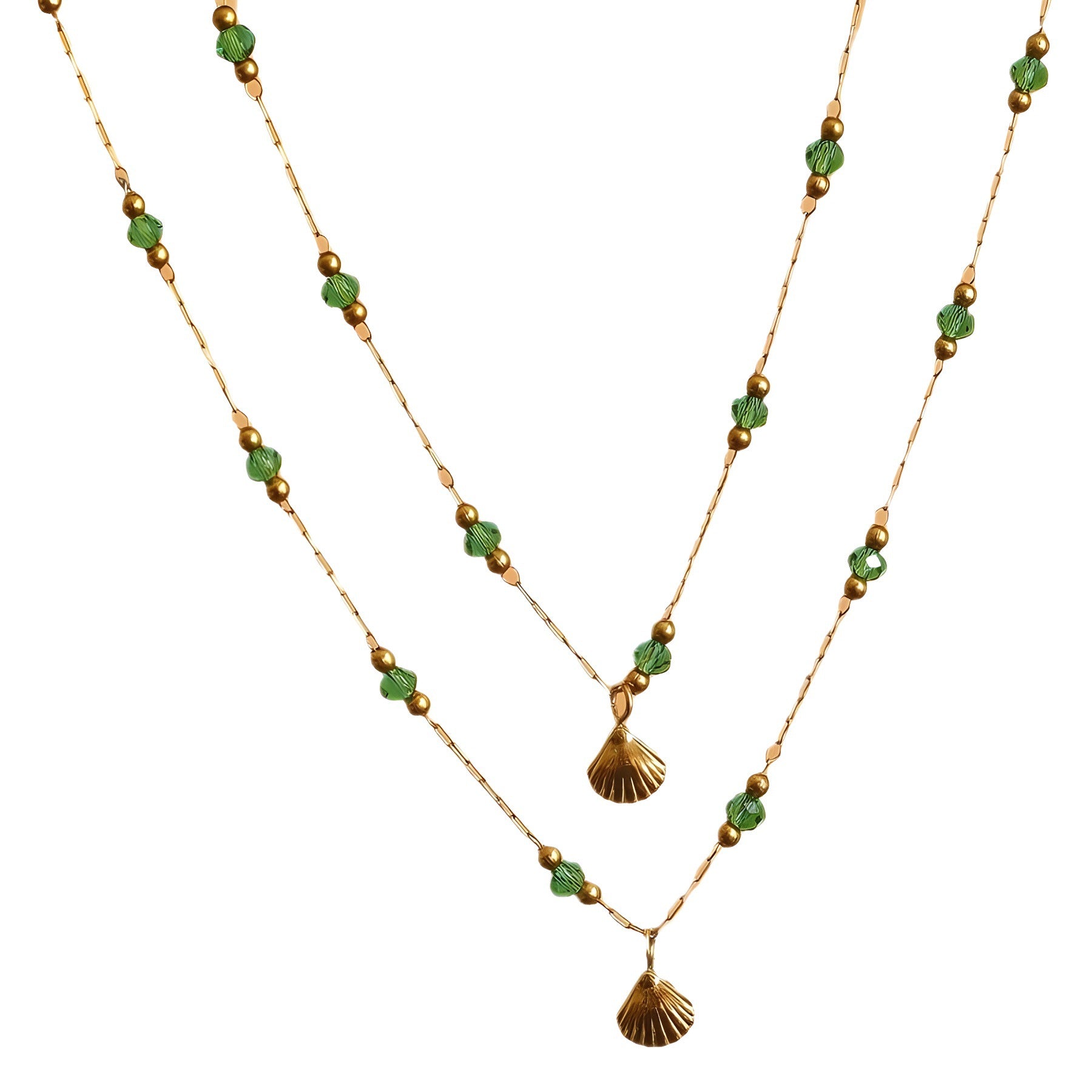 Wholesale Retro Titanium Bone Chain Emerald Beads Necklace