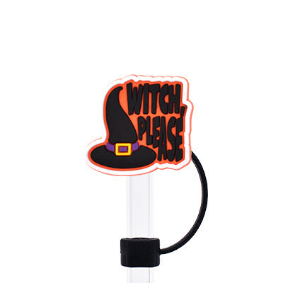 Wholesale Random 100pcs Halloween 10MM PVC Straw Tube Cap ACC-SCR-YiQu002