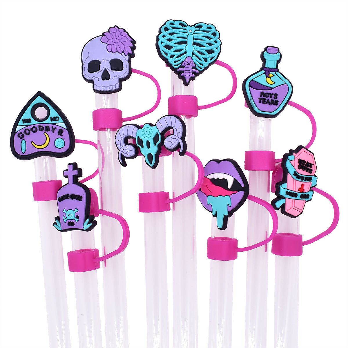 Wholesale Random 100pcs Straw Tube Cap Cartoon Halloween Series Straw Cover ACC-SCR-RYY053